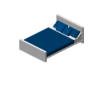 现代床（白色，蓝色） (Modern Bed White Blue)