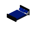 现代床（黑色，深蓝色） (Modern Bed Black Dark Blue)