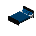 现代床（黑色，蓝色） (Modern Bed Black Blue)