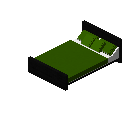 现代床（黑色，绿色） (Modern Bed Black Green)