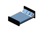 现代床（黑色，淡蓝色） (Modern Bed Black Light Blue)