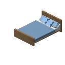 现代床（浅色木材，淡蓝色） (Modern Bed Light Wood Light Blue)