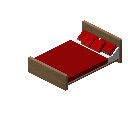 现代床（浅色木材，红色） (Modern Bed Light Wood Red)