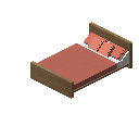 现代床（浅色木材，珊瑚色） (Modern Bed Light Wood Coral)
