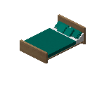 现代床（浅色木材，青色） (Modern Bed Light Wood Cyan)