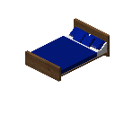 现代床（中色木材，深蓝色） (Modern Bed Medium Wood Dark Blue)