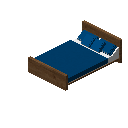 现代床（中色木材，蓝色） (Modern Bed Medium Wood Blue)