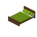 现代床（中色木材，黄绿色） (Modern Bed Medium Wood Lime)