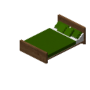 现代床（中色木材，绿色） (Modern Bed Medium Wood Green)