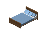 现代床（中色木材，淡蓝色） (Modern Bed Medium Wood Light Blue)