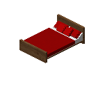 现代床（中色木材，红色） (Modern Bed Medium Wood Red)