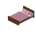 现代床（中色木材，粉红色） (Modern Bed Medium Wood Pink)