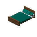 现代床（中色木材，青色） (Modern Bed Medium Wood Cyan)