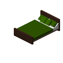 现代床（深色木材，绿色） (Modern Bed Dark Wood Green)