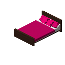 现代床（深色木材，紫红色） (Modern Bed Dark Wood Fuchsia)