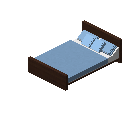 现代床（深色木材，淡蓝色） (Modern Bed Dark Wood Light Blue)