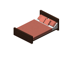 现代床（深色木材，珊瑚色） (Modern Bed Dark Wood Coral)