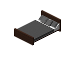 现代床（深色木材，灰色） (Modern Bed Dark Wood Grey)