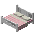 双人床（粉红色，白色） (Double Bed Pink White)
