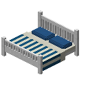 双人床（蓝色，白色） (Double Bed Blue White)