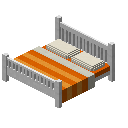 双人床（橙色，白色） (Double Bed Orange White)