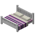 双人床（紫色，白色） (Double Bed Purple White)
