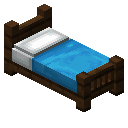 深色橡木淡蓝色经典床 (Dark Oak Light Blue Classic Bed)